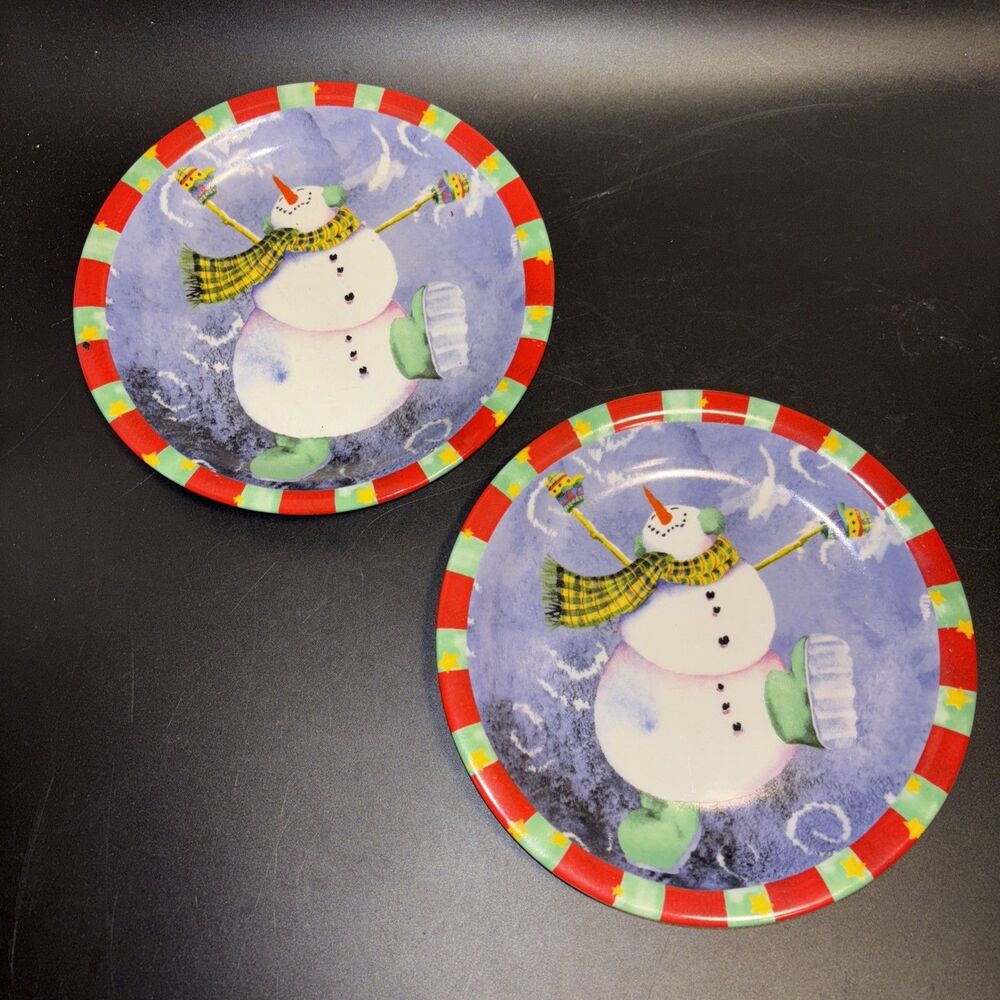 2 Nantucket home Karen Sutphen Christmas Single Snowman Salad Plates 8”